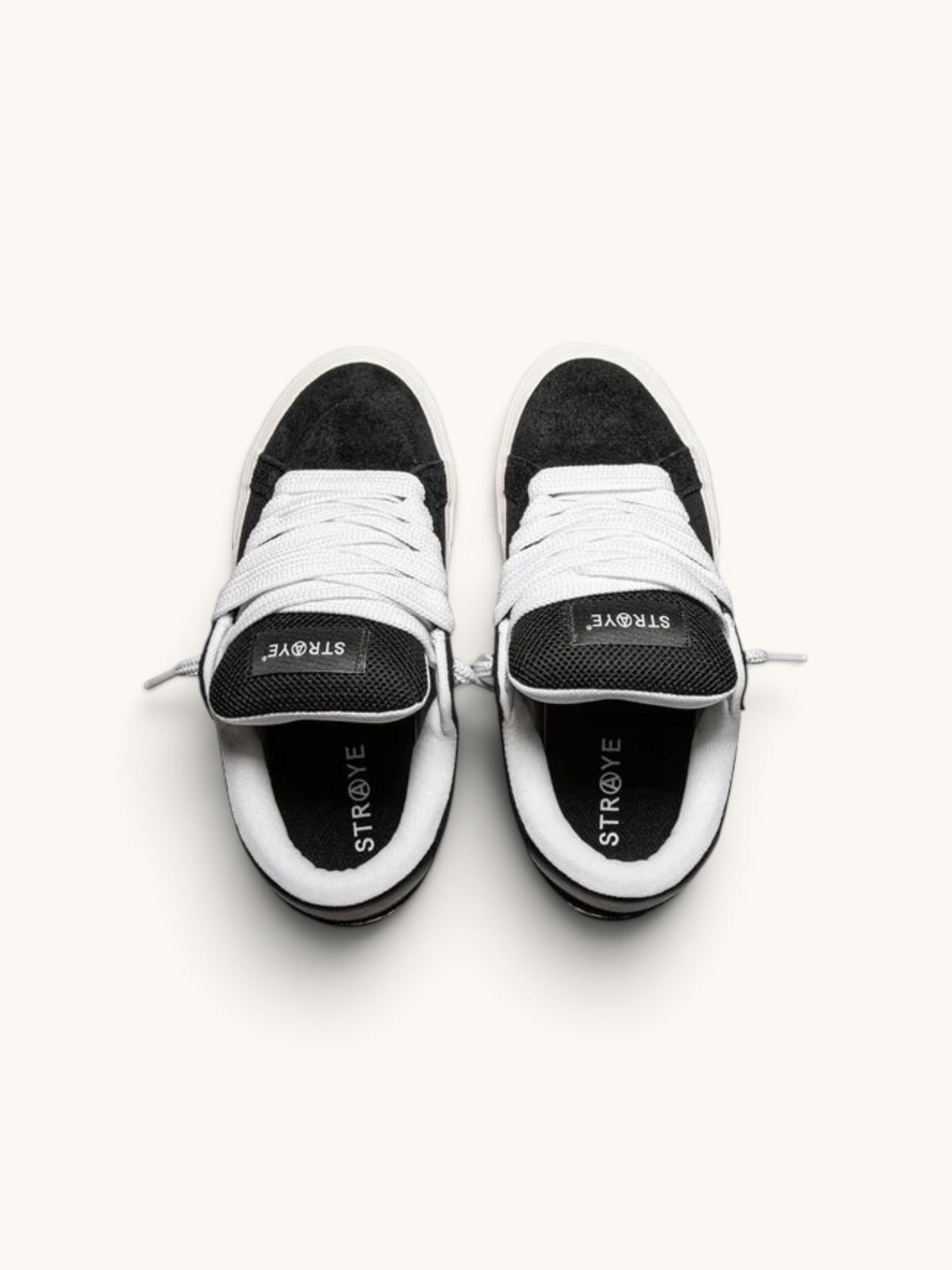 Tenis de skate FRIDAY.COM.CO Straye Dixon Logan Puff en ante negro con cordones blancos y lengüeta acolchada