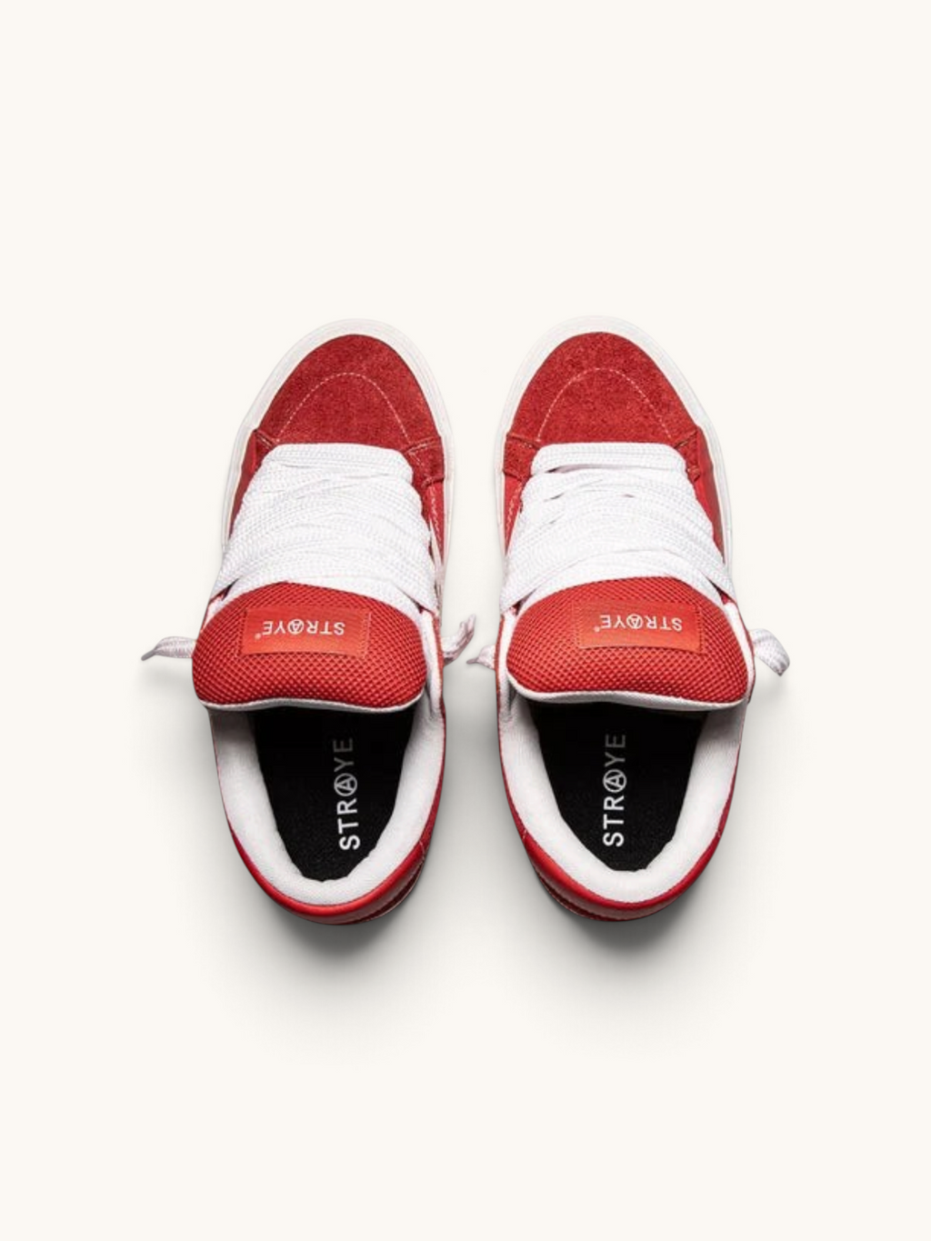 Tenis de skate FRIDAY.COM.CO Straye Dixon Logan Puff en color rojo con ante acolchado y cordones blancos