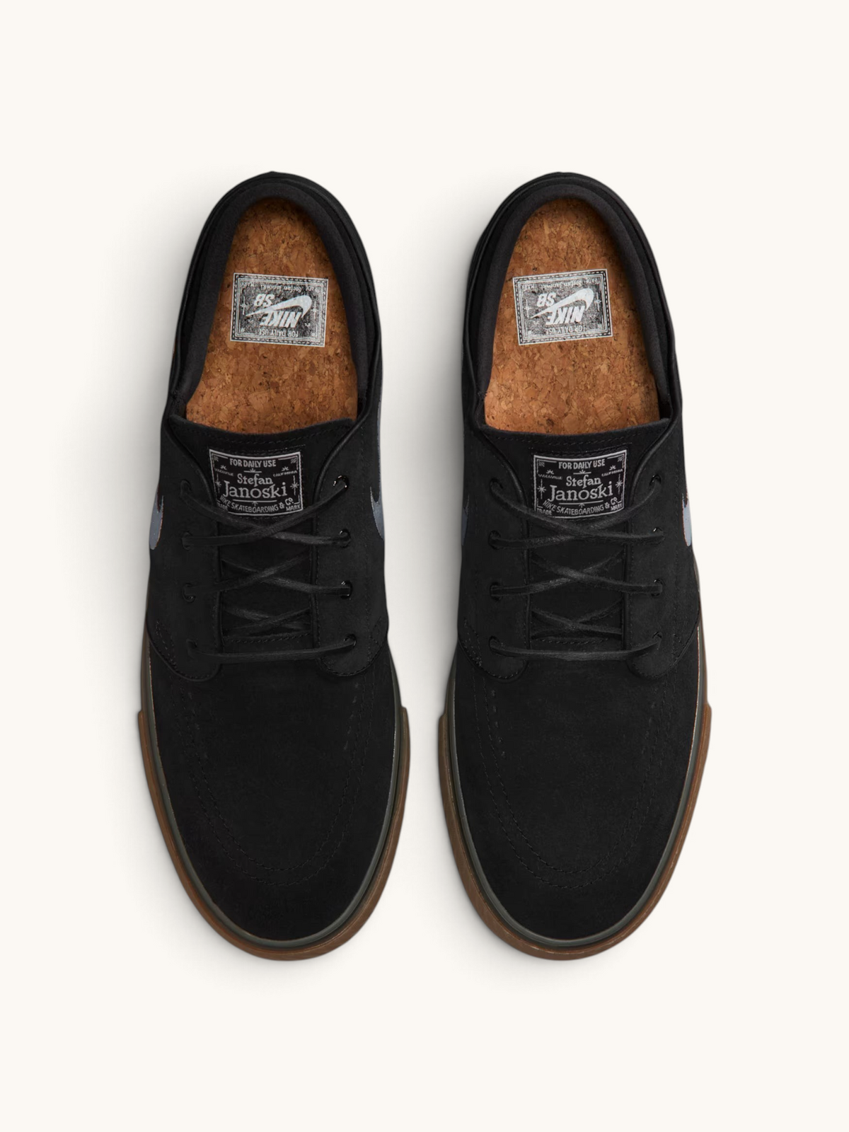 Tenis de skate FRIDAY.COM.CO Nike SB Zoom Janoski OG+ en gamuza negra con suela de goma vulcanizada y plantilla de corcho