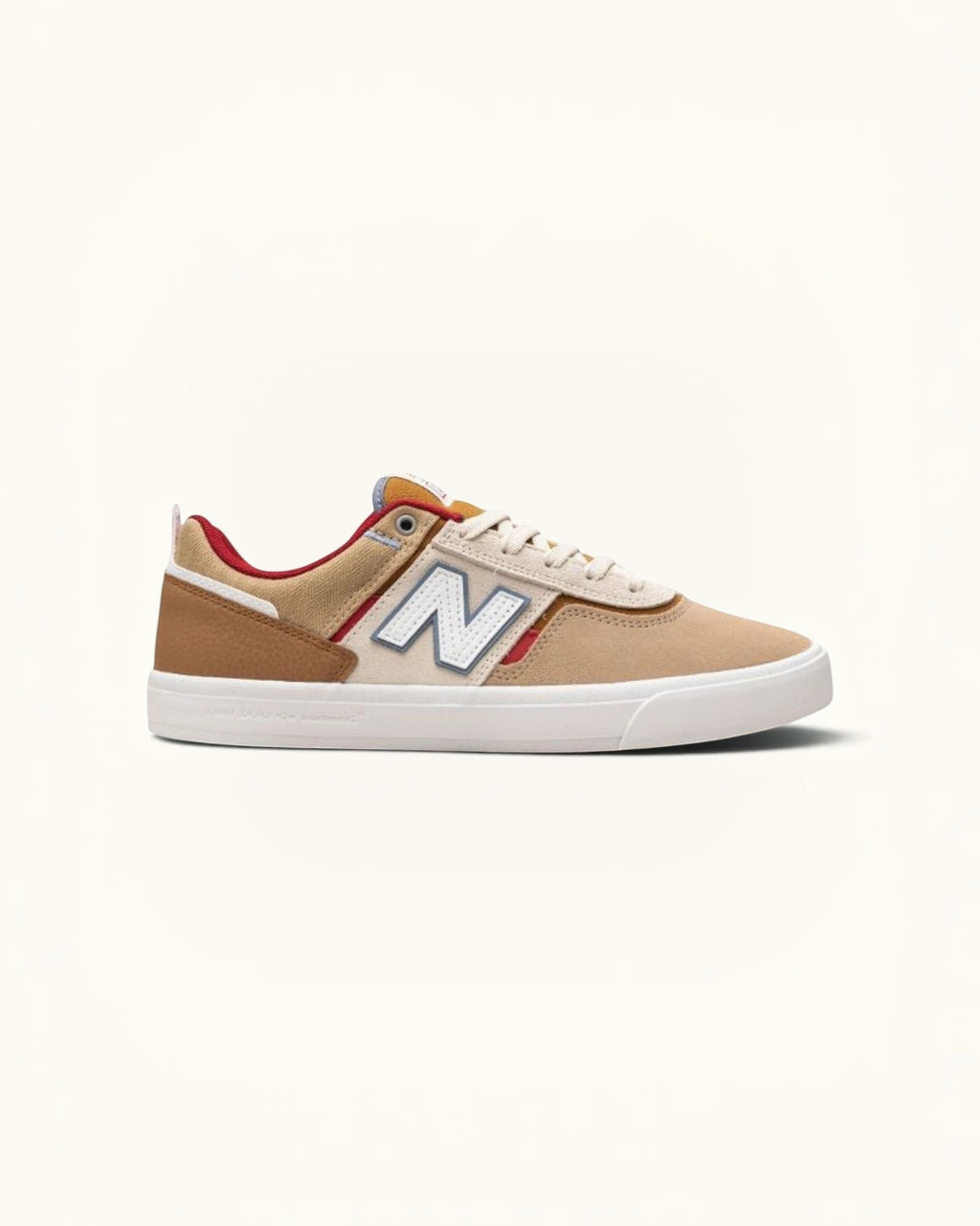 Zapatillas de skate FRIDAY.COM.CO New Balance Numeric 306 en ante beige con detalles en rojo y suela blanca