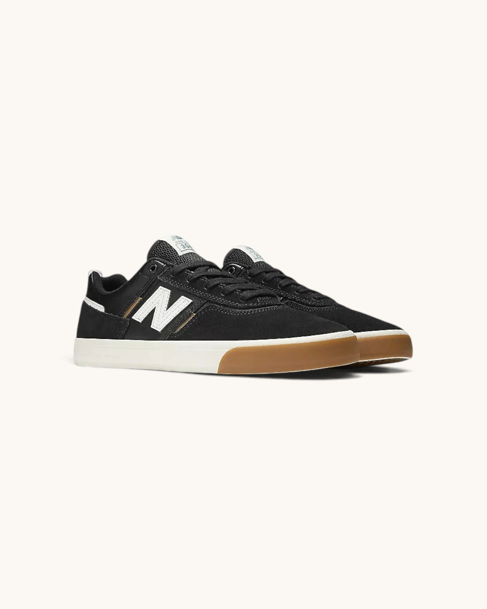 FRIDAY.COM.CO New Balance Numeric 306 black suede and mesh skate shoes with white logo and gum vulcanized sole