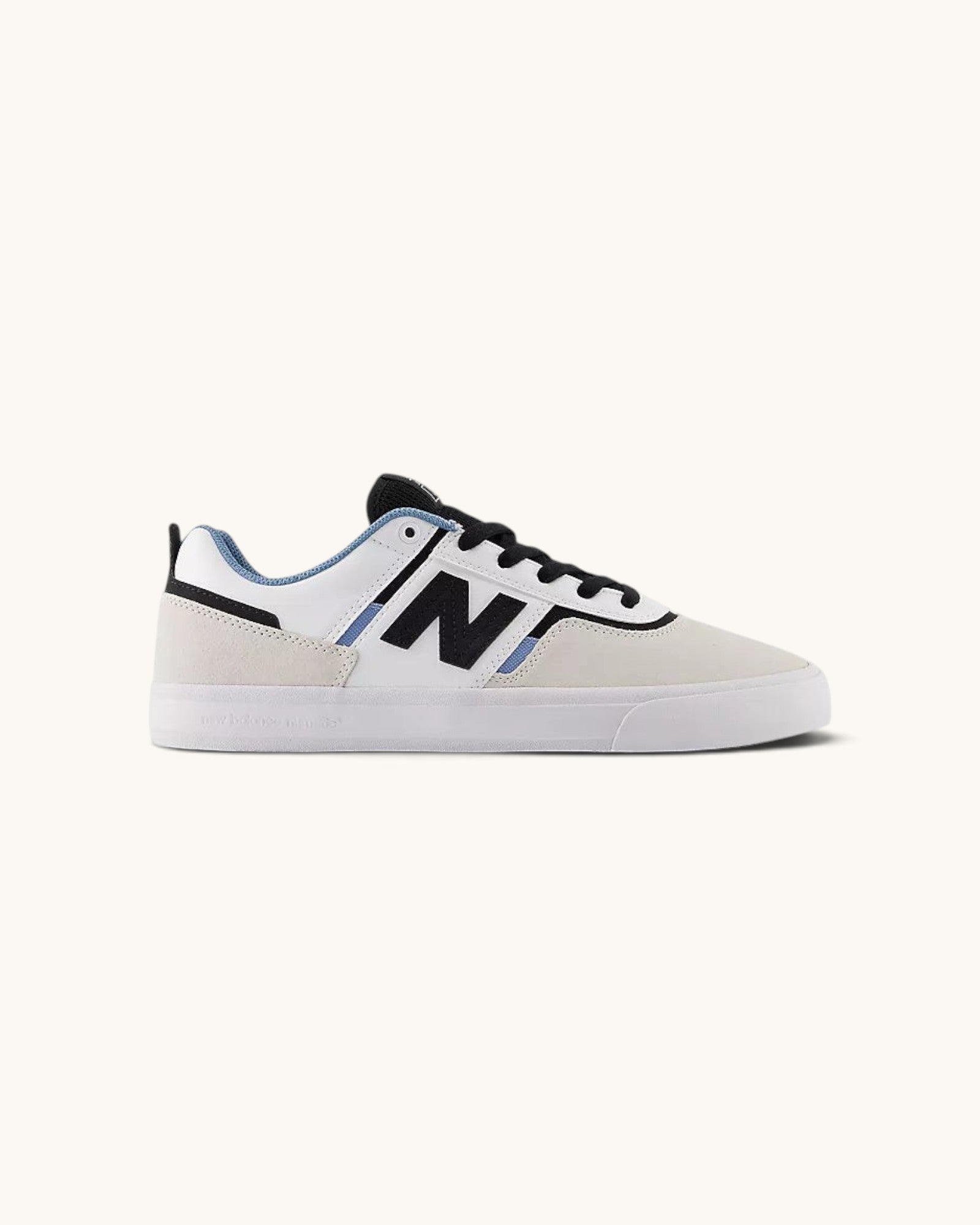 FRIDAY.COM.CO New Balance Numeric 306 skate shoes in white suede and mesh with black accents and vulcanized sole