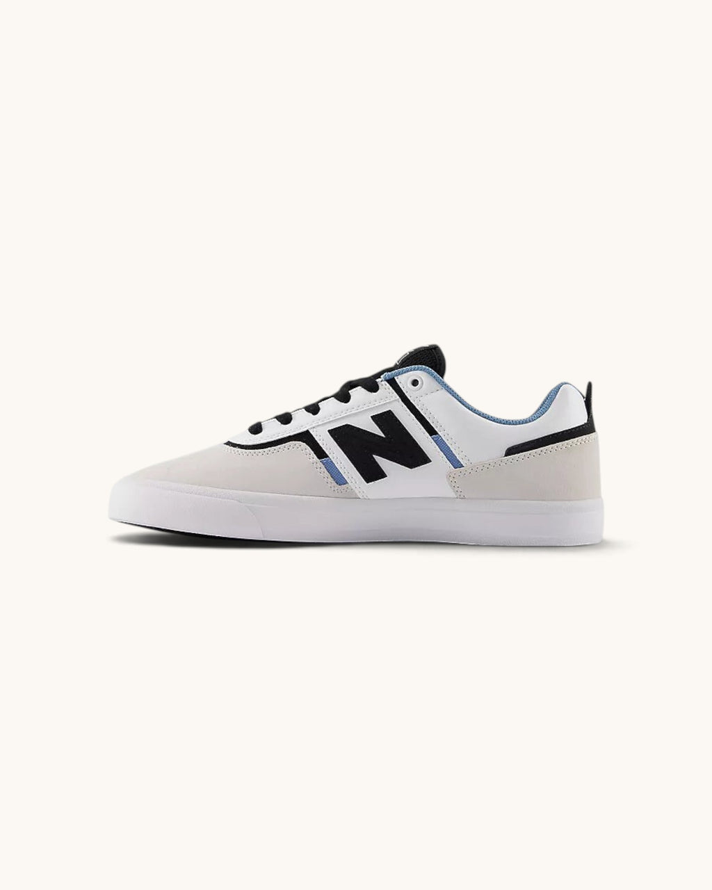 FRIDAY.COM.CO New Balance Numeric 306 skate shoes in white suede and mesh with black logo and vulcanized sole