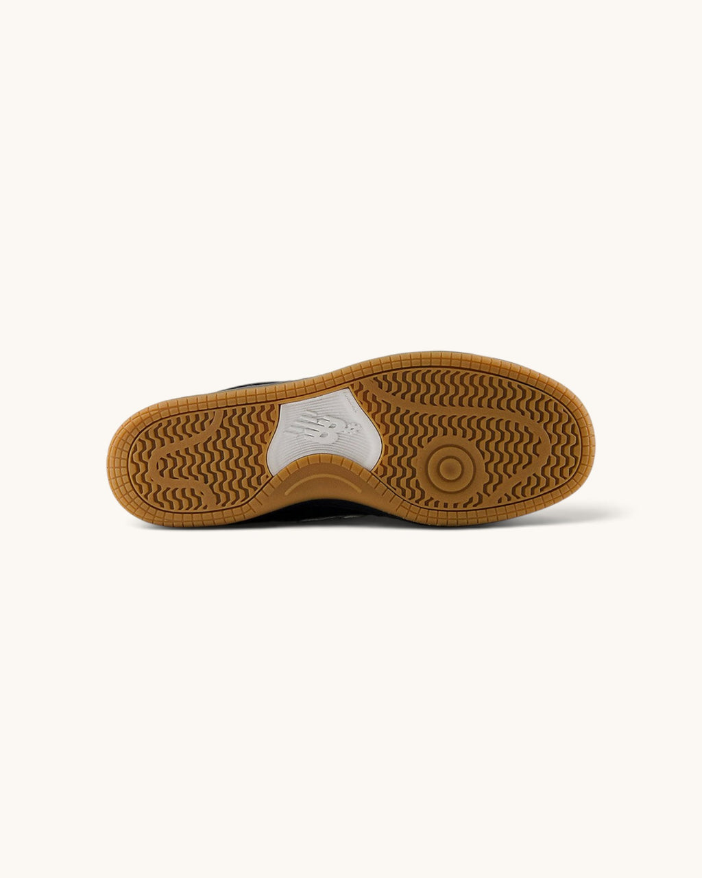 FRIDAY.COM.CO New Balance Numeric 480 skate shoe showing the durable gum rubber outsole with white logo detail