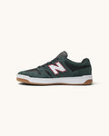 FRIDAY.COM.CO New Balance Numeric 480 skate shoes in forest green and black suede with white and red logo details.