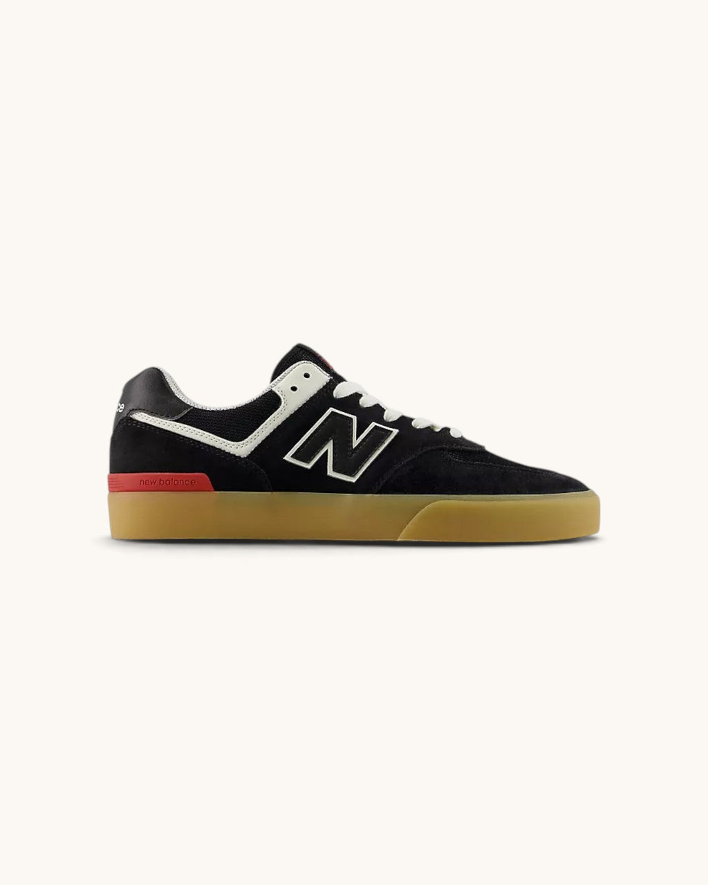 FRIDAY.COM.CO New Balance Numeric 574 Vulc black suede skate shoes with gum sole and white logo detail