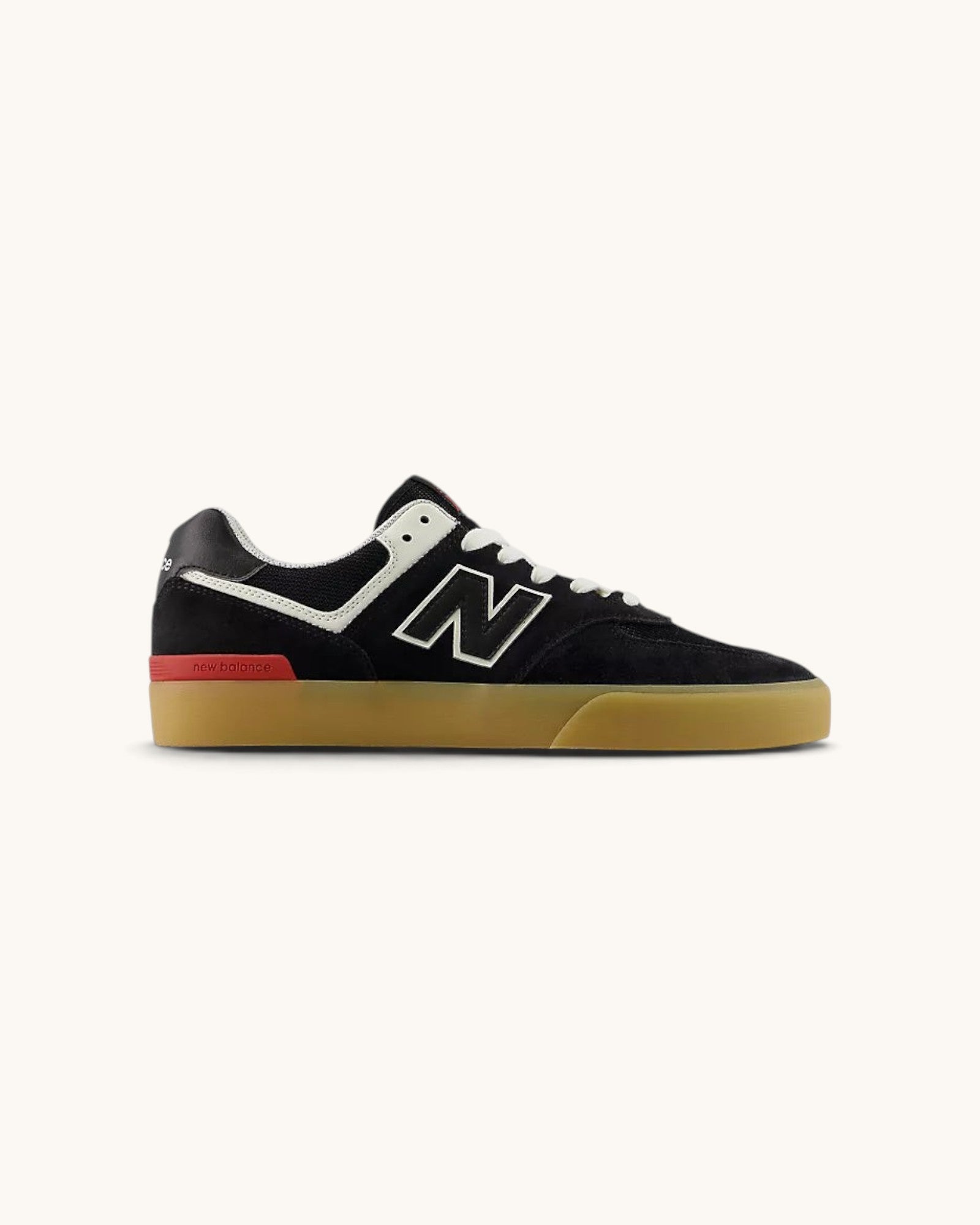 FRIDAY.COM.CO New Balance Numeric 574 Vulc black suede skate shoes with gum sole and white logo detail