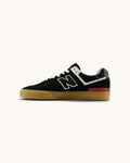 FRIDAY.COM.CO New Balance Numeric 574 Vulc black suede skate shoe with gum sole and red heel detail