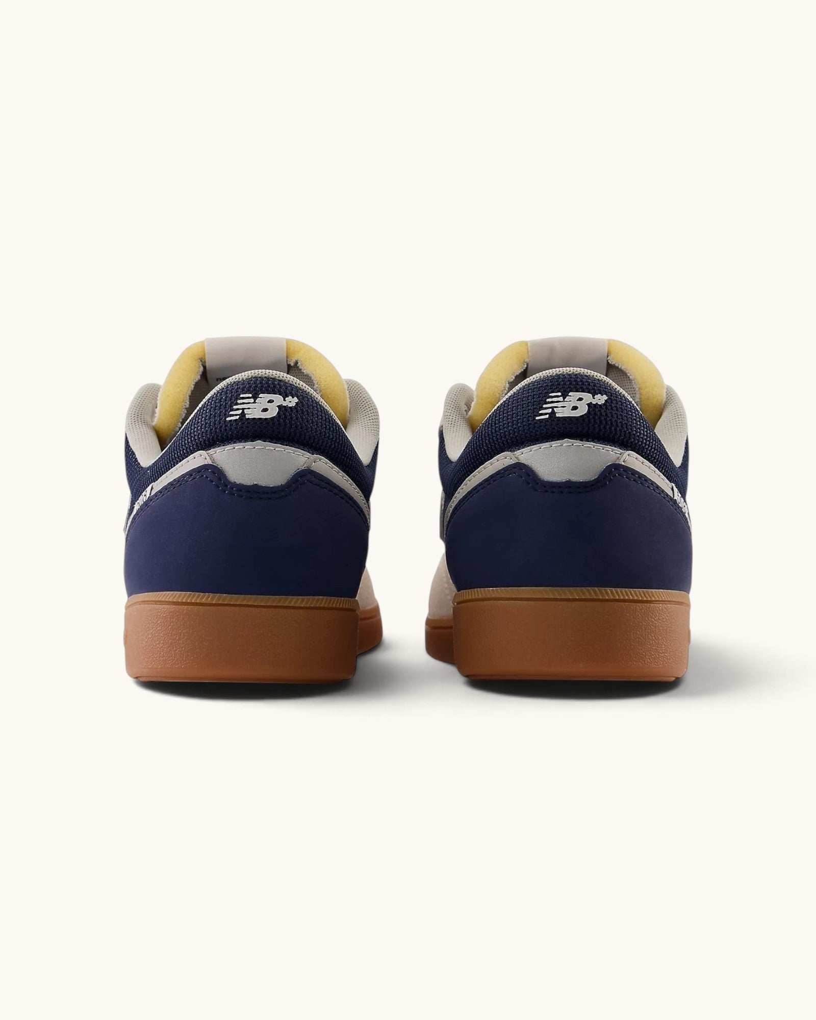 FRIDAY.COM.CO New Balance Numeric Westgate 508 skate shoes in navy blue suede with gum soles, rear view.