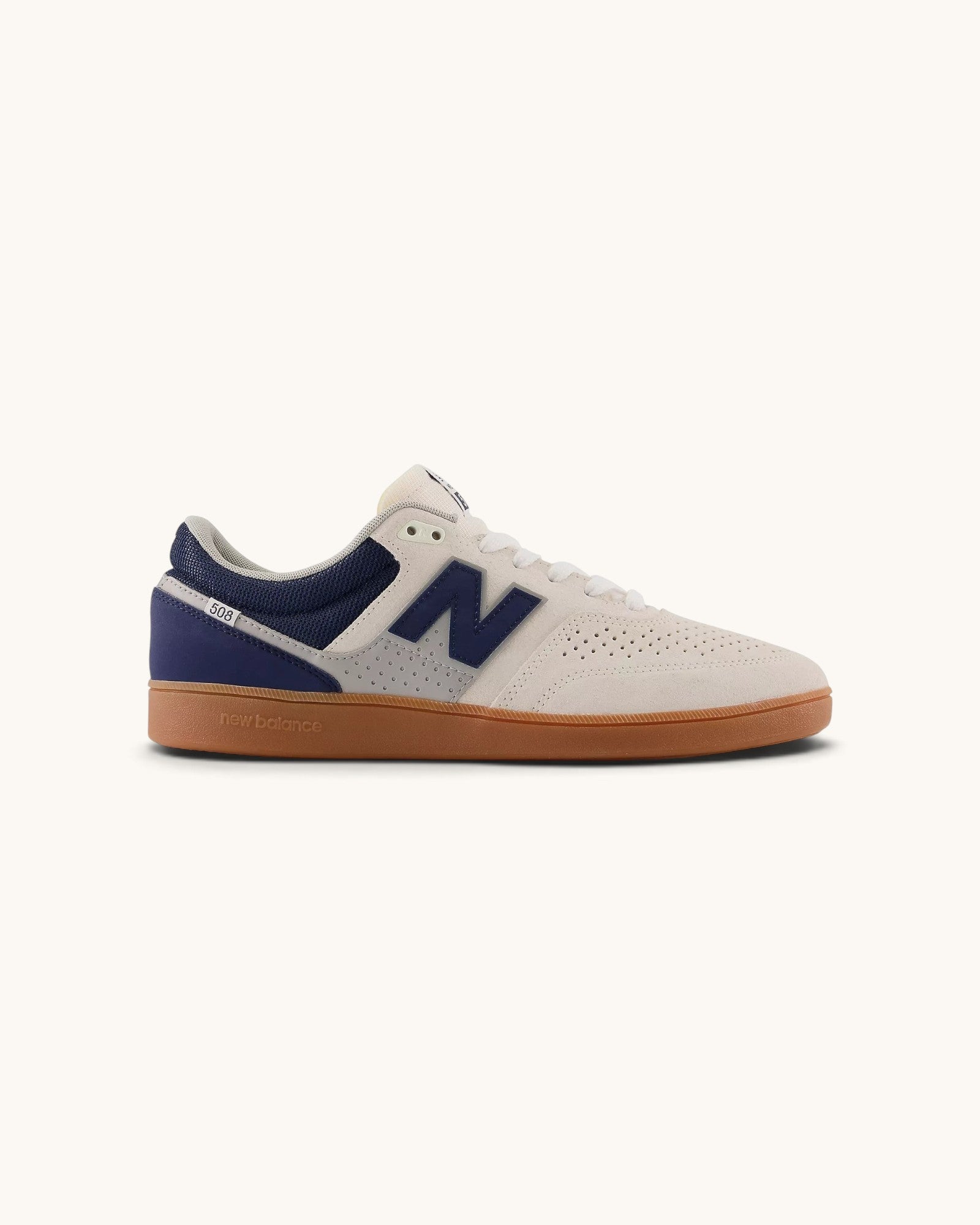 FRIDAY.COM.CO New Balance Numeric Westgate 508 skate shoes in beige suede and navy mesh with a gum sole