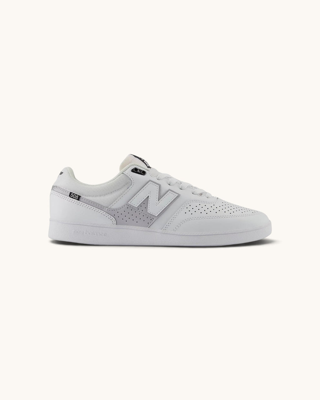 FRIDAY.COM.CO New Balance Numeric Westgate 508 skate shoes in white and grey suede and mesh with a gum sole.