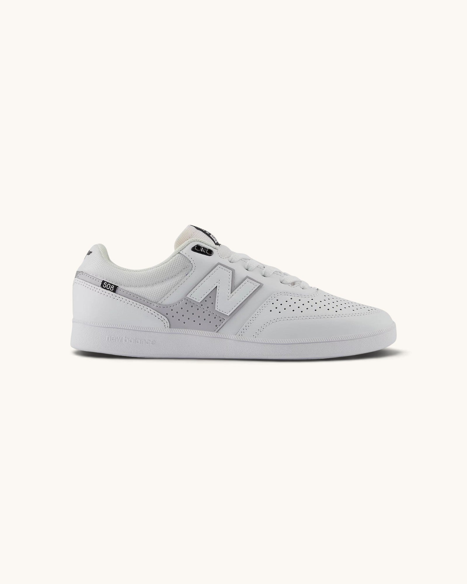 FRIDAY.COM.CO New Balance Numeric Westgate 508 skate shoes in white and grey suede and mesh with a gum sole.