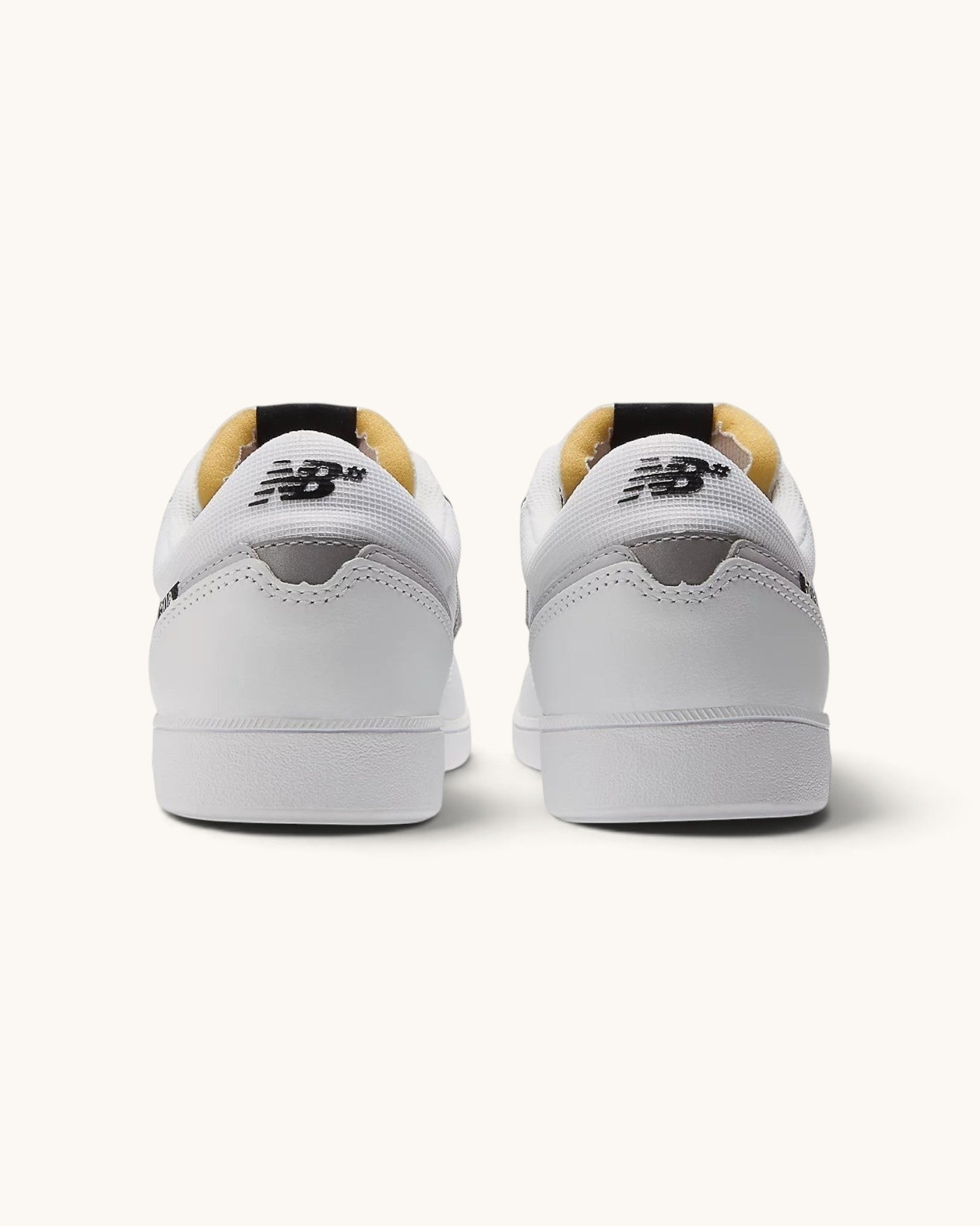 Rear view of FRIDAY.COM.CO New Balance Numeric Westgate 508 skate shoes in white and grey with gum lining