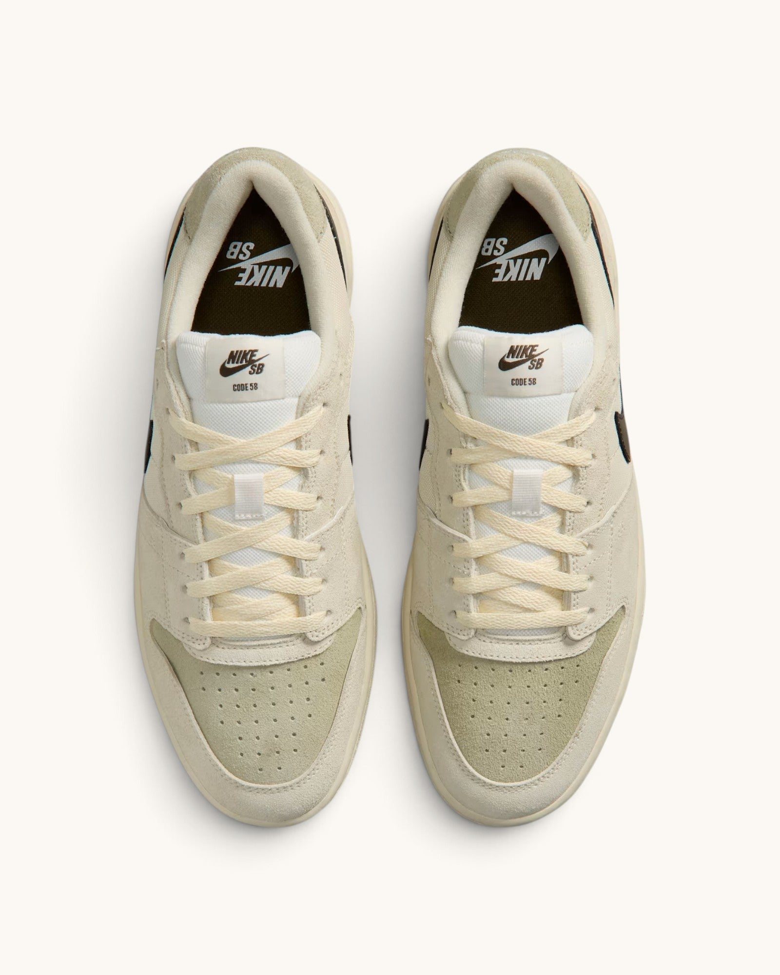FRIDAY.COM.CO Nike SB Code 58 sneakers in pale ivory suede and mesh with a classic cupsole design