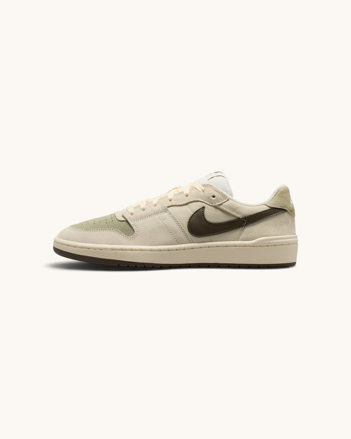 FRIDAY.COM.CO Nike SB Code 58 sneakers in pale ivory suede and synthetic leather with dark brown swoosh side view