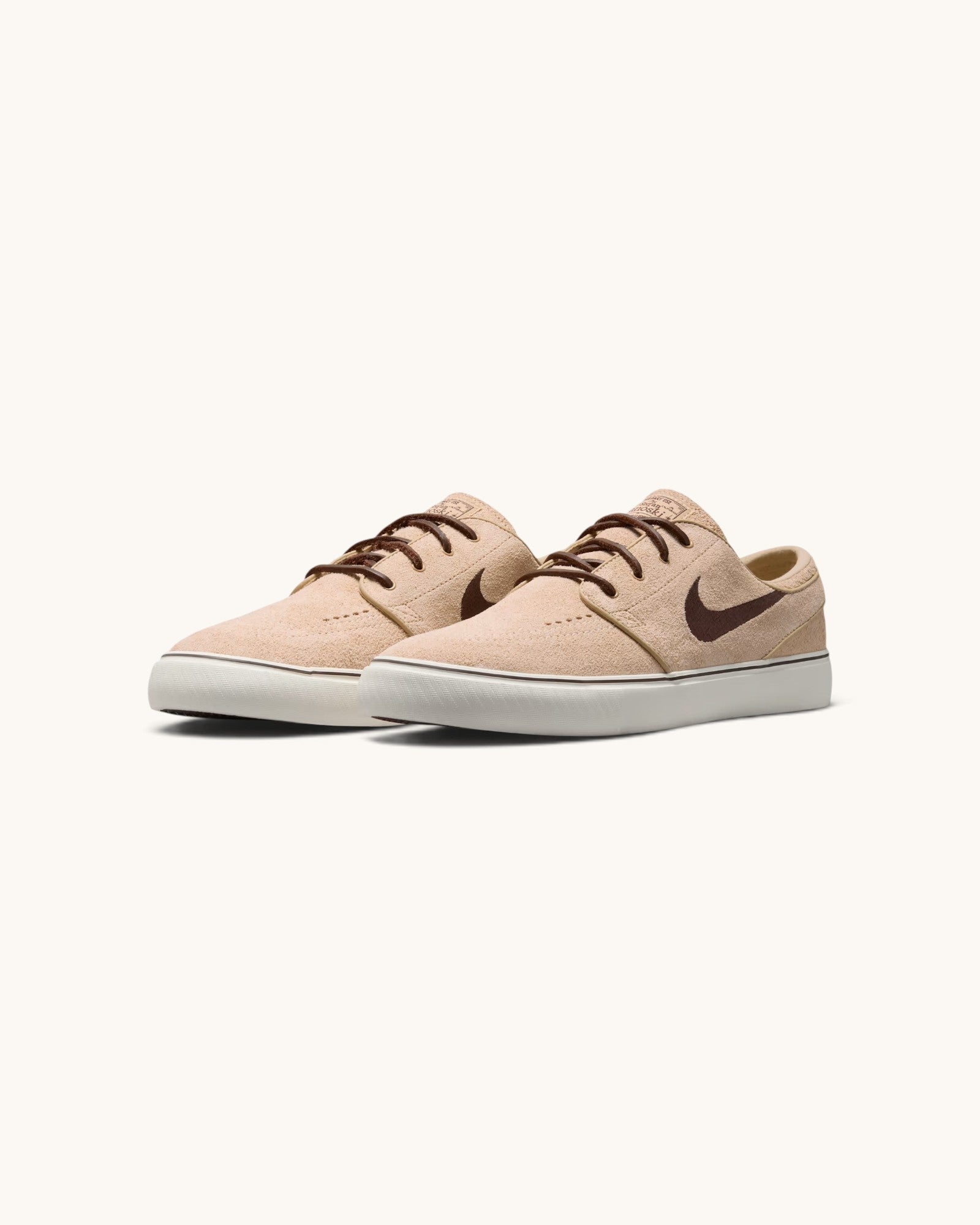 FRIDAY.COM.CO Nike SB Zoom Janoski OG+ skate shoes in light chocolate suede with dark brown Swoosh and white sole