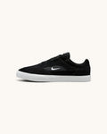 FRIDAY.COM.CO Nike SB Malor skate shoes in black suede and mesh with a white vulcanized sole and side swoosh logo.