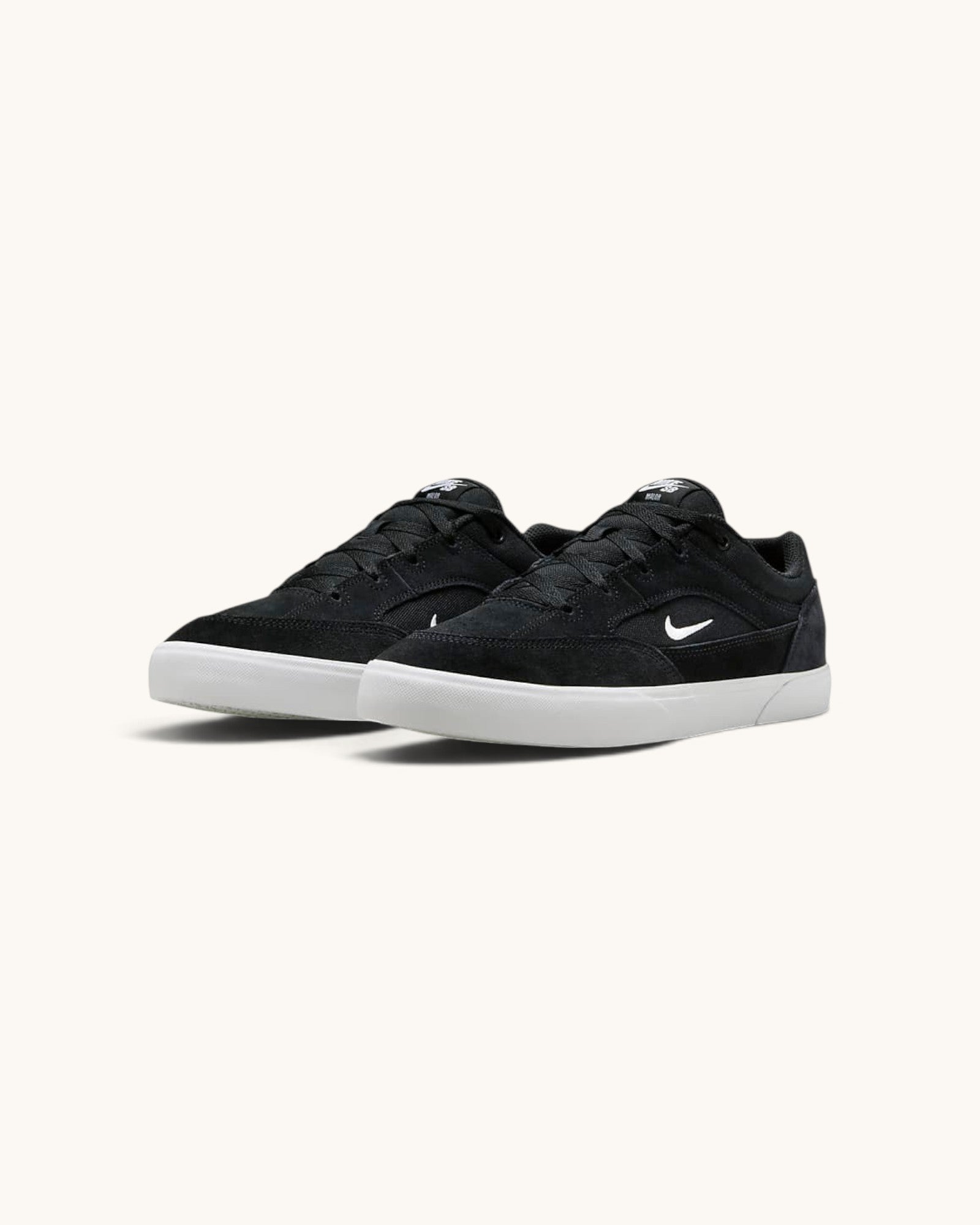 FRIDAY.COM.CO Nike SB Malor skate shoes in black suede and mesh with a white vulcanized sole and side swoosh logo