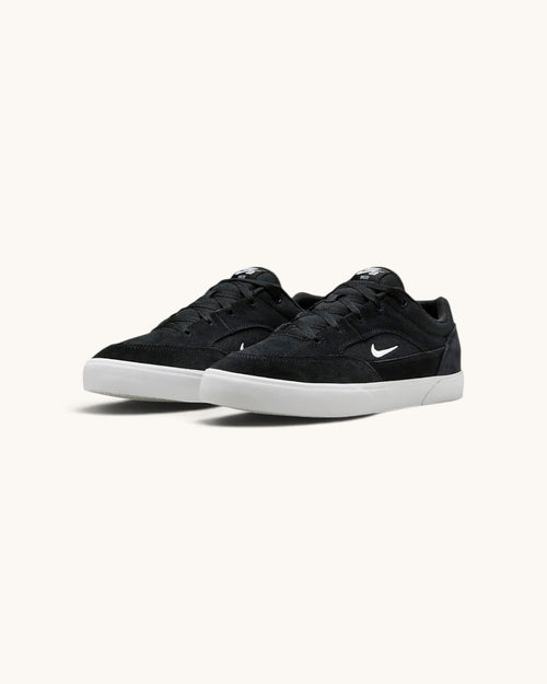 FRIDAY.COM.CO Nike SB Malor skate shoes in black suede and mesh with a white vulcanized sole and side swoosh logo