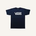 Camiseta azul marino de algodón para hombre de FRIDAY.COM.CO con el logo blanco de Vans en el pecho.