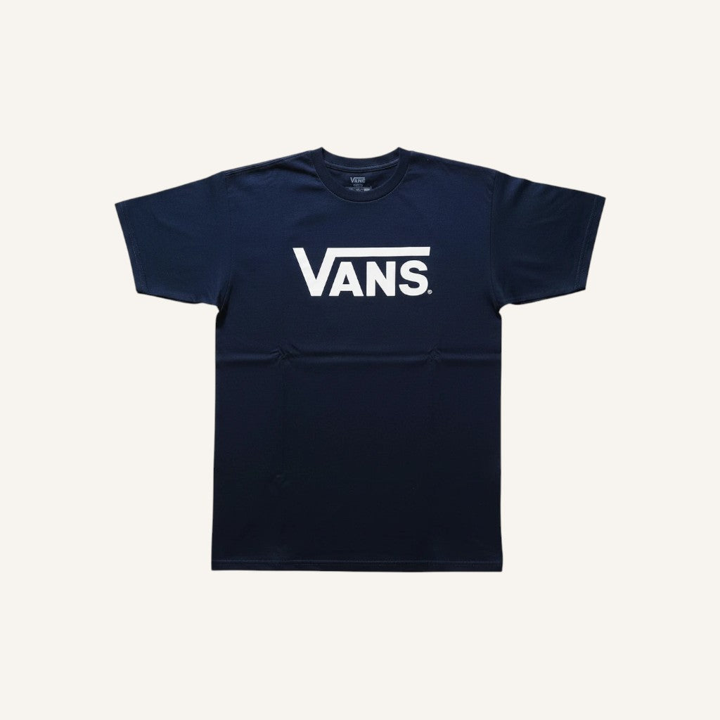 Camiseta azul marino de algodón para hombre de FRIDAY.COM.CO con el logo blanco de Vans en el pecho.