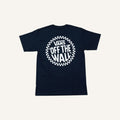 Camiseta Vans azul marino de algodón para hombre con logo circular "Off The Wall" en blanco.