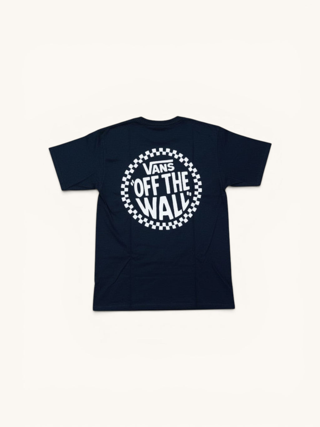 Camiseta Vans azul marino de algodón para hombre con logo circular "Off The Wall" en blanco.