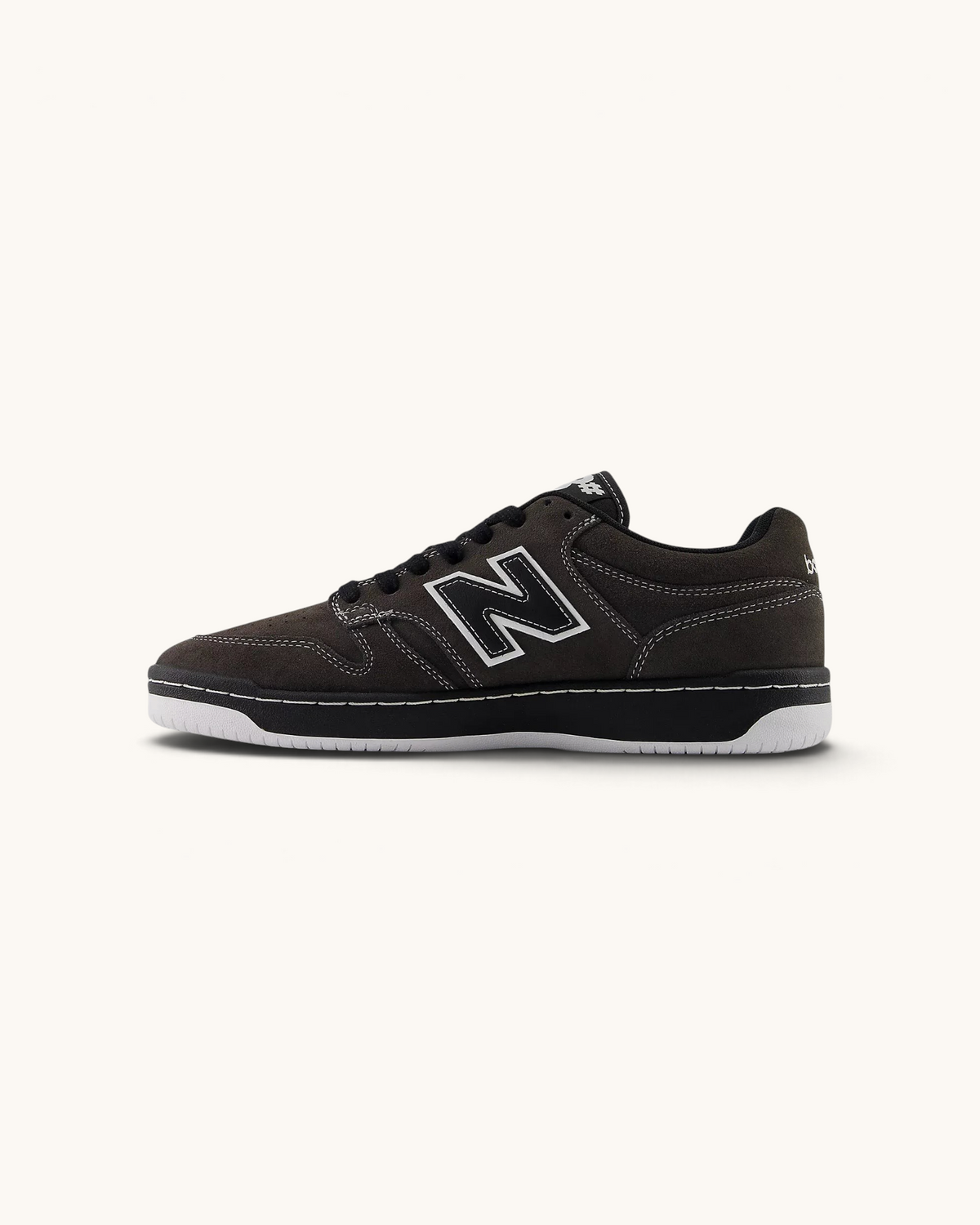 Tenis de skate FRIDAY.COM.CO New Balance Numeric 480 en gamuza negra con logo lateral y suela de goma blanca