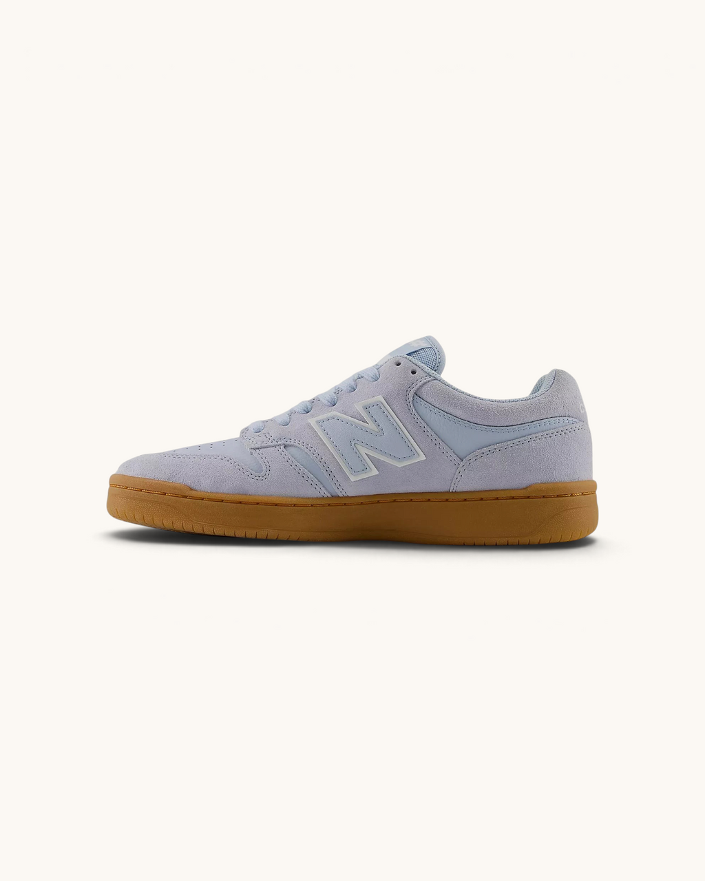 Tenis FRIDAY.COM.CO New Balance Numeric 480 en gamuza azul Oxford con suela de goma, vista lateral
