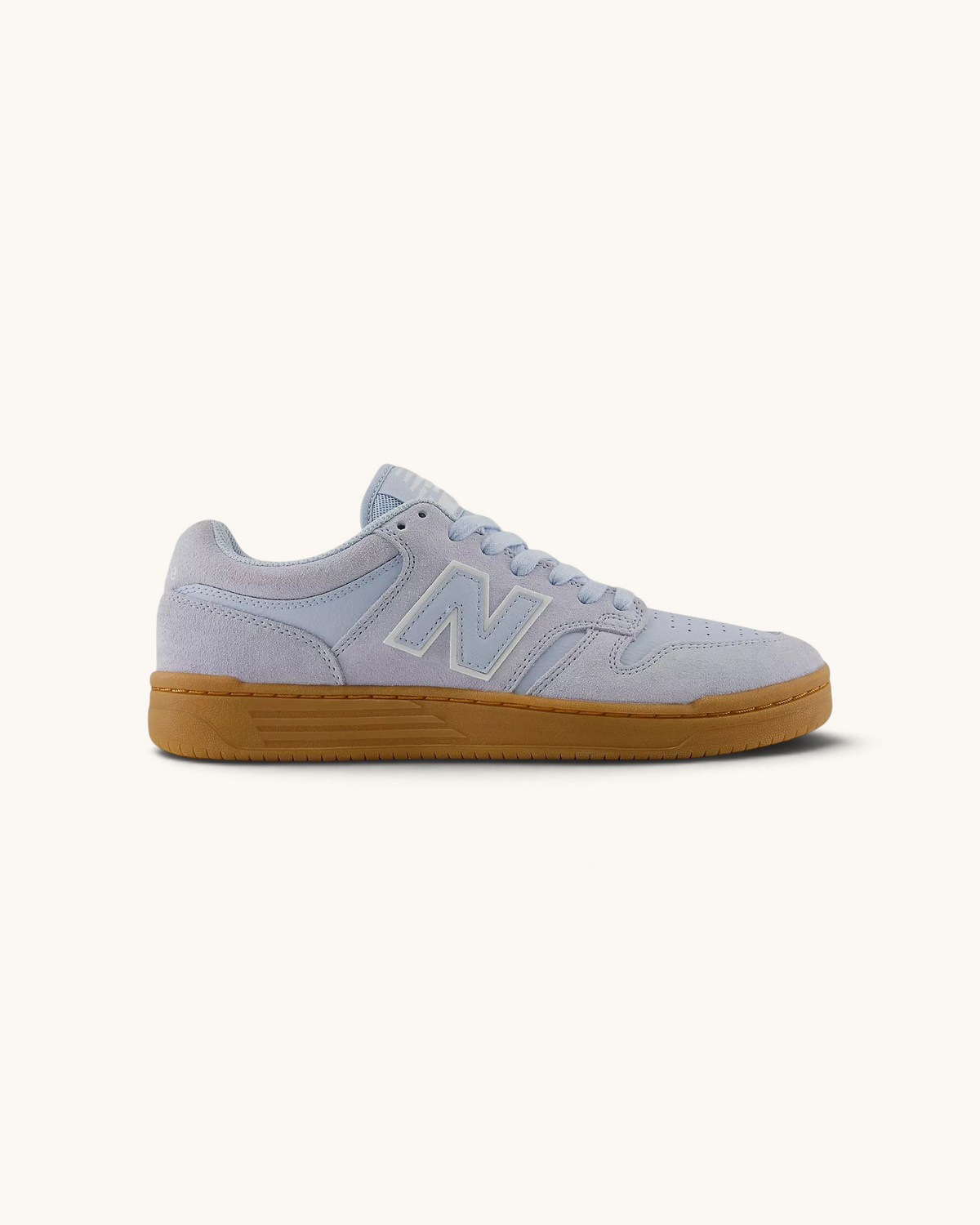 Tenis FRIDAY.COM.CO New Balance Numeric 480 en gamuza azul Oxford con suela de goma color caramelo