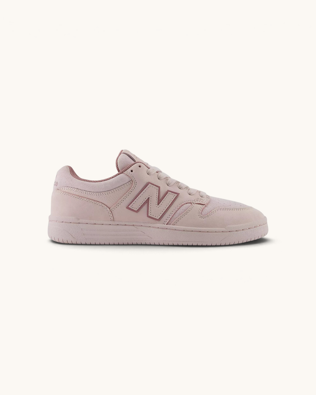 Tenis FRIDAY.COM.CO New Balance Numeric 480 Jamie Foy en color rosa pastel con diseño de gamuza y cuero