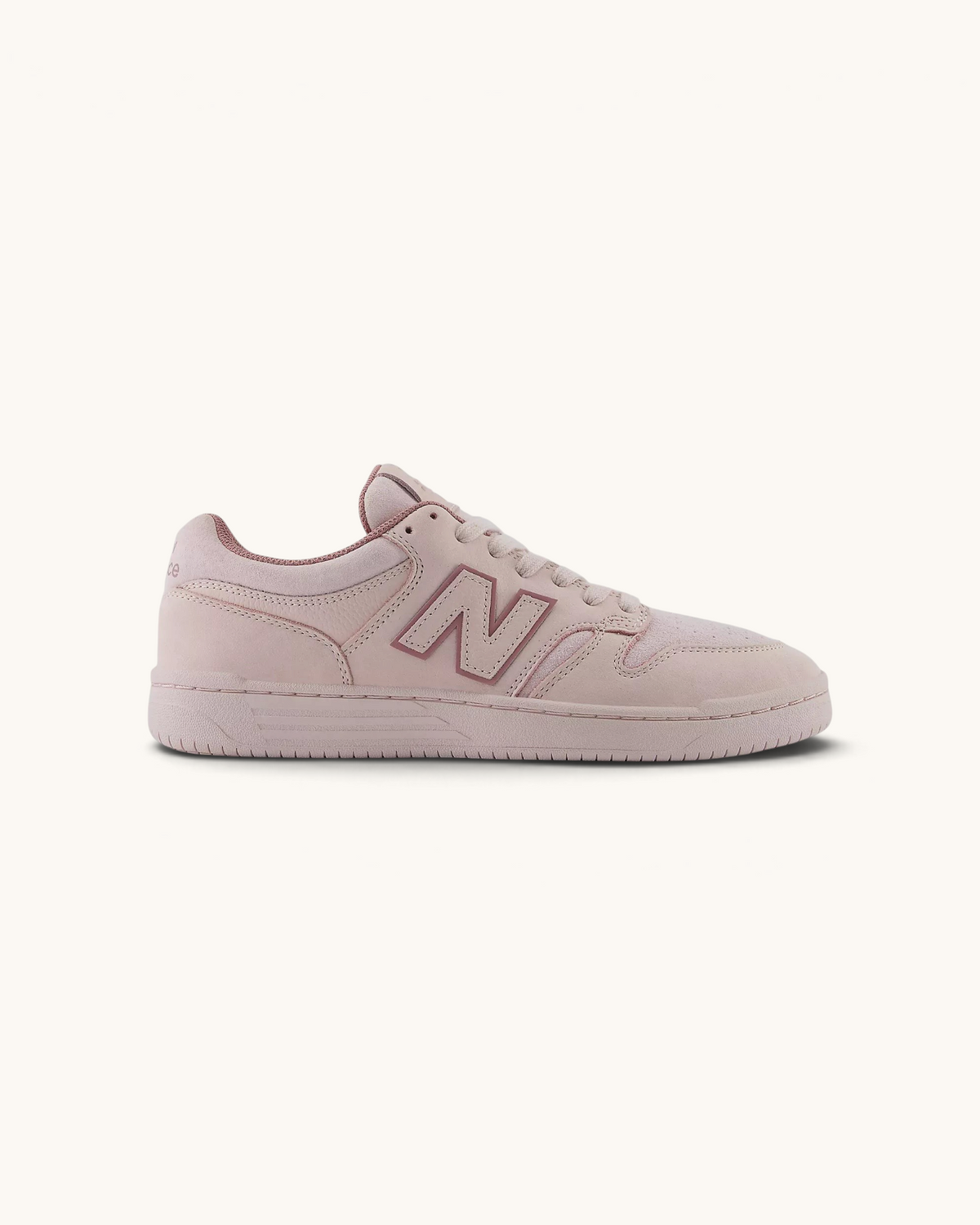 Tenis FRIDAY.COM.CO New Balance Numeric 480 Jamie Foy en color rosa pastel con diseño de gamuza y cuero