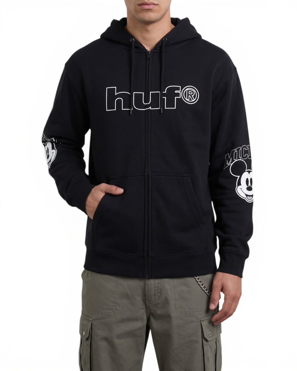 Buzo Disney x HUF Mickey Mouse Worldwide Tour Black Zip