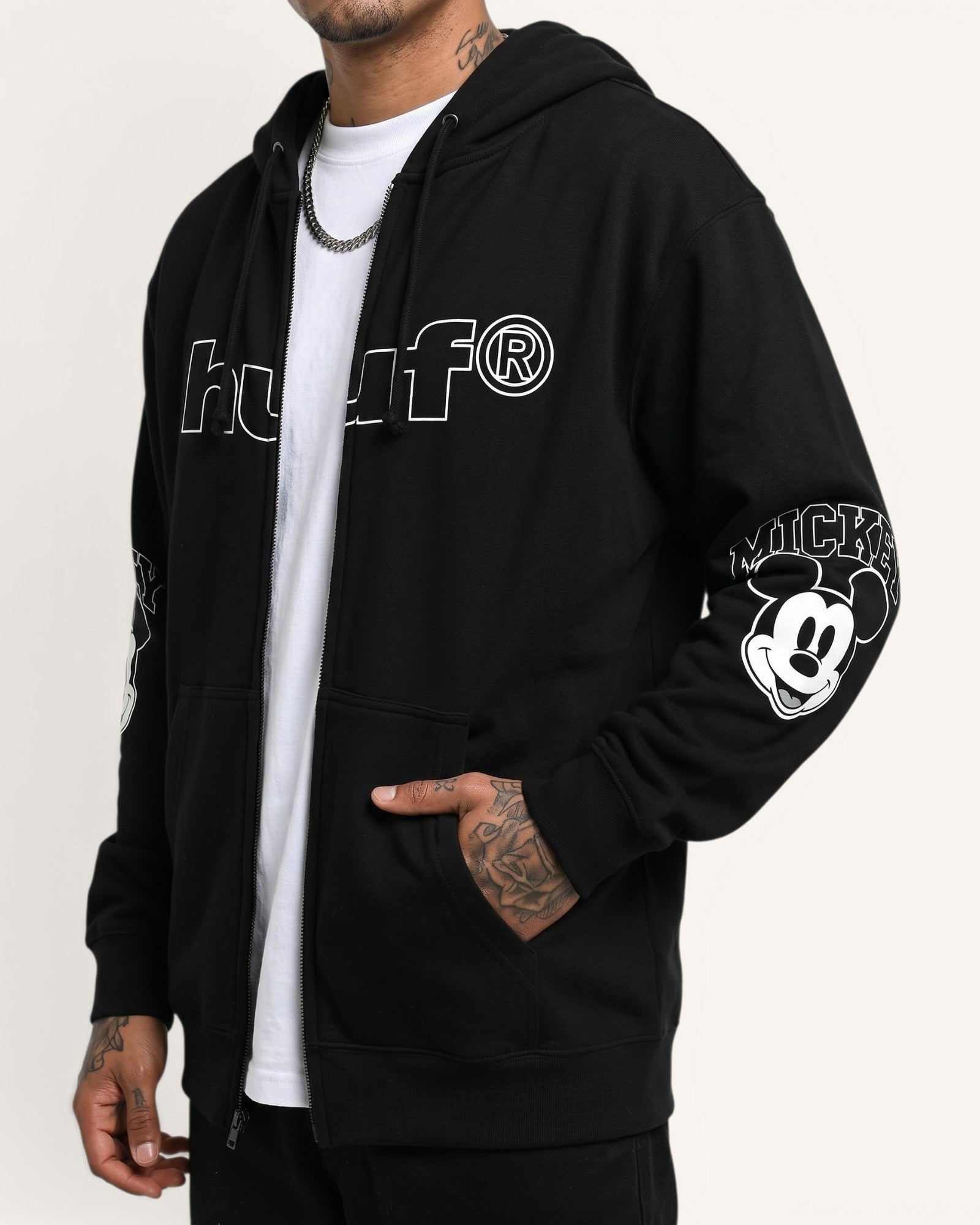 Buzo Disney x HUF Mickey Mouse Worldwide Tour Black Zip